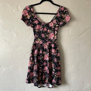 Floral Skater Dress with Open Back Detail